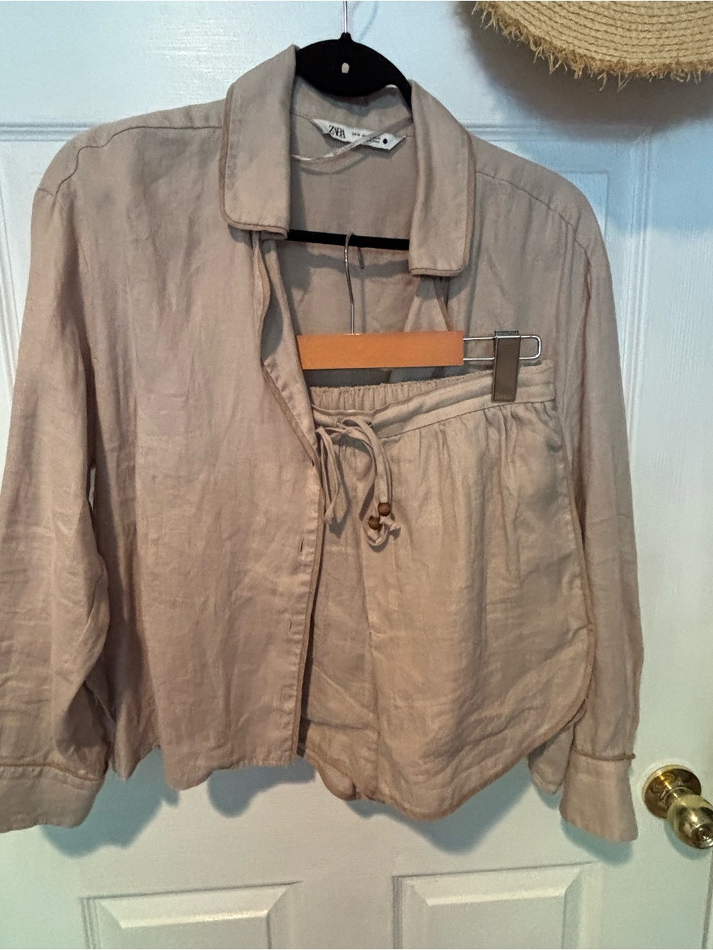 Zara beige linen set